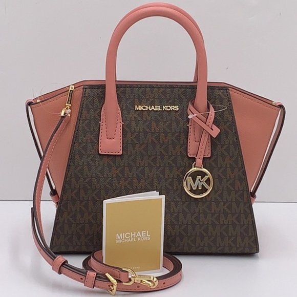 Michael Kors Avril Small Logo Top-Zip Satchel Sunset Rose - Picture 7 of 16